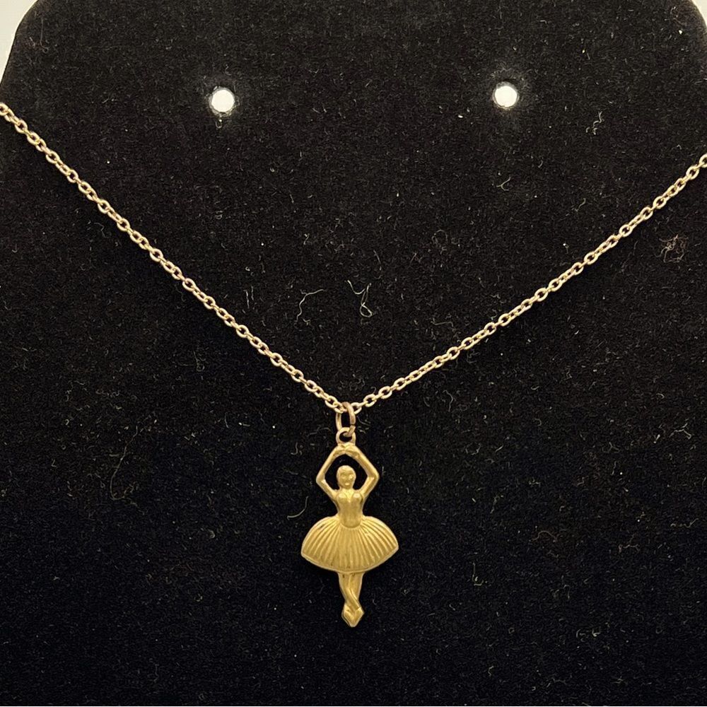 *3/$20* Vintage (inspired?) ballerina ballet dance gold toned necklace